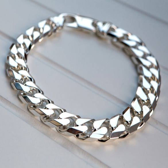 Sterling Silver Mens 2oz Chunky Curb Link Bracelet - Love Silver Jewellery