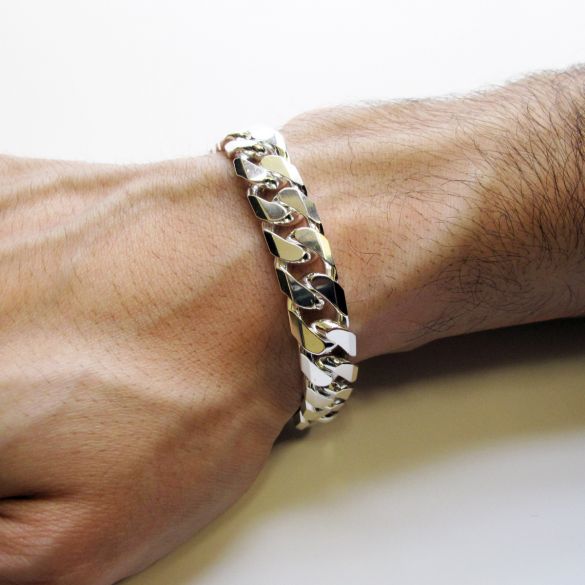 Sterling Silver Mens 2oz Chunky Curb Link Bracelet - Love Silver Jewellery