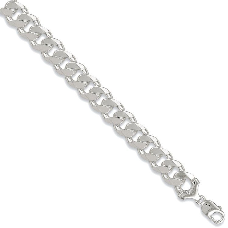 Sterling Silver Mens Heavy 15mm Flat Curb Chain - Love Silver Jewellery