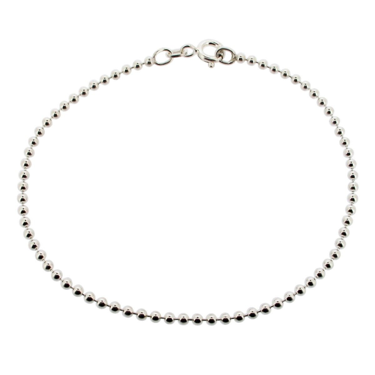 Sterling Silver 2mm Bead Anklet - Love Silver Jewellery