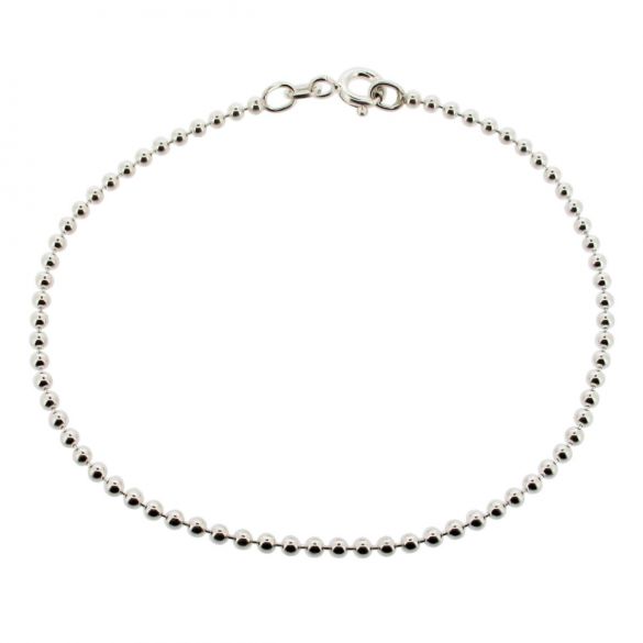 Sterling Silver 2mm Bead Ball Bracelet - Love Silver Jewellery