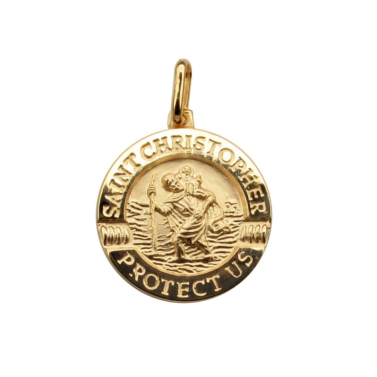 9ct Yellow Gold 18mm 3D Split St Christopher Pendant With Optional Engraving and Chain - Love Silver Jewellery