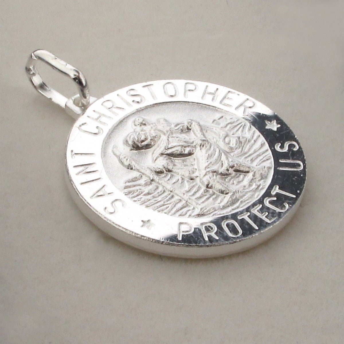 Sterling Silver 15mm 3D St Christopher Pendant With Optional Engraving and Chain - Love Silver Jewellery