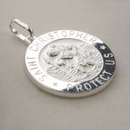 Sterling Silver 3D St Christopher Pendant Various Sizes With Optional Engraving & Chain