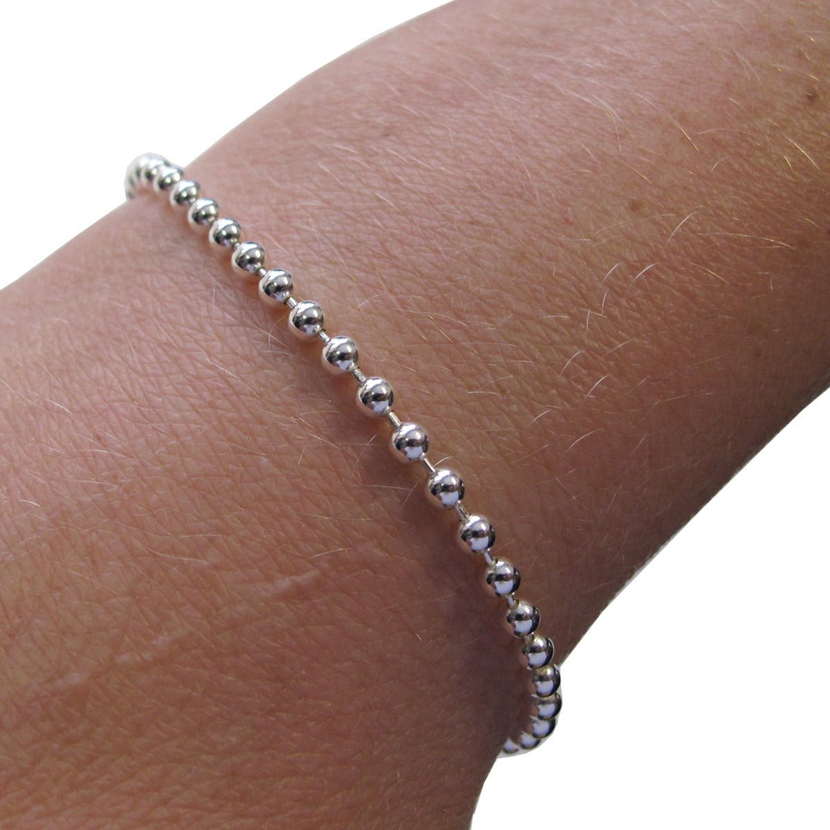 Sterling Silver 3mm Bead Ball Bracelet - Love Silver Jewellery