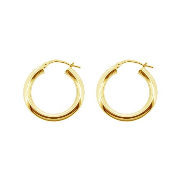 9ct Yellow Gold Plated 3mm Hoop Sleeper Earrings - Love Silver Jewellery