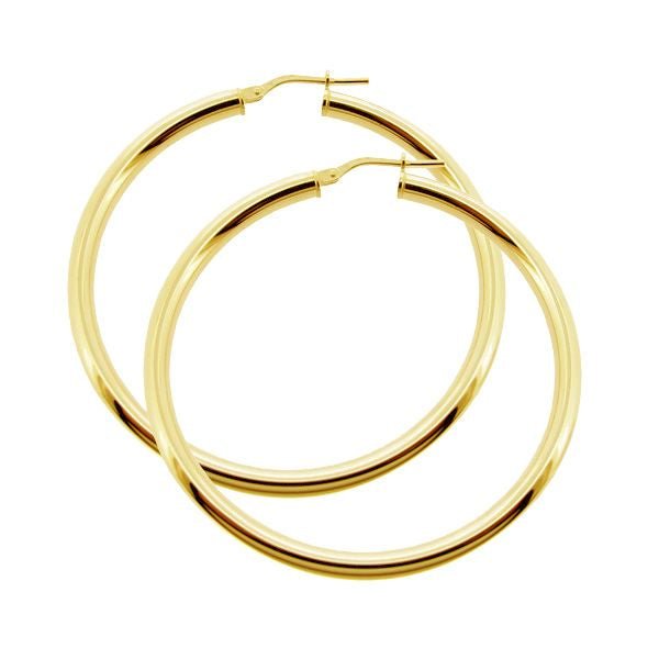 9ct Yellow Gold Plated 3mm Hoop Sleeper Earrings - Love Silver Jewellery