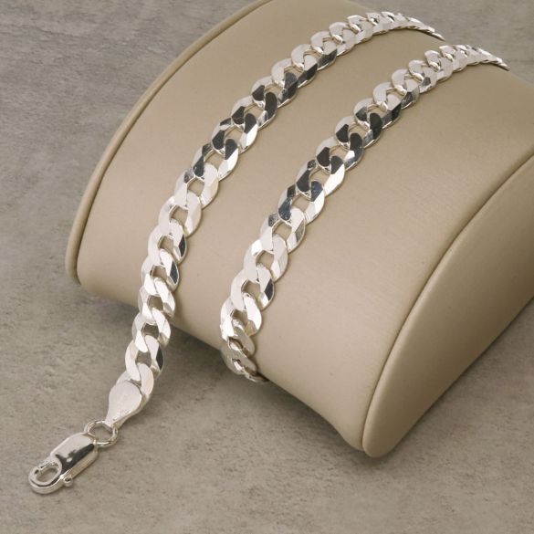 Sterling Silver 6.8mm Diamond Cut Curb Chain - Love Silver Jewellery