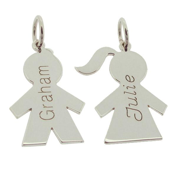 Sterling Silver Boy Or Girl Pendant With Name & Optional Chain