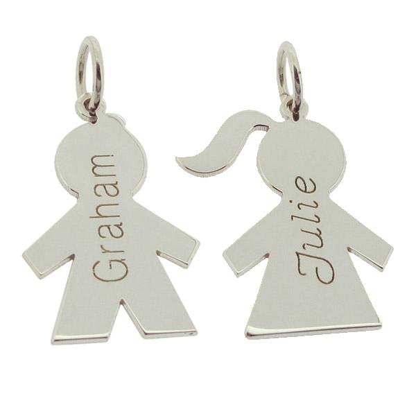 Sterling Silver Boy Or Girl Pendant With Name & Chain - Love Silver Jewellery