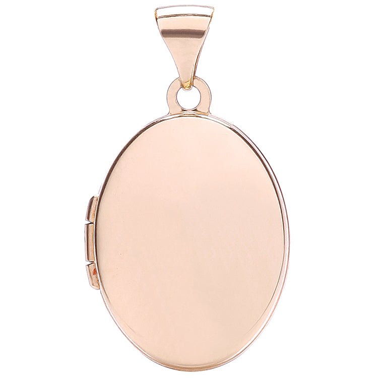 Solid Rose Gold Large Oval Locket & Optional Back Engraving & Chain - Love Silver Jewellery