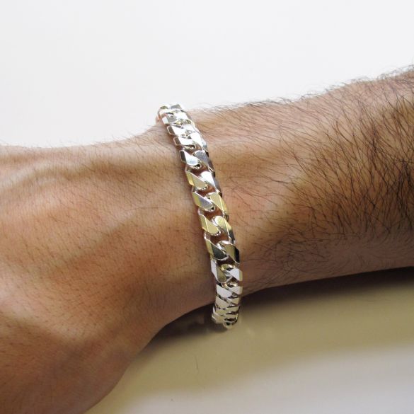 Sterling Silver Mens 1oz Chunky Curb Link Bracelet - Love Silver Jewellery