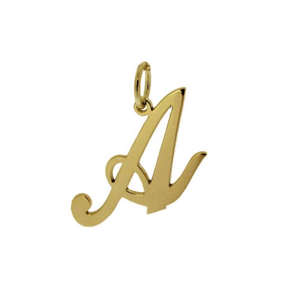 9ct Yellow Gold Plated Script Initial Pendant Necklace - Love Silver Jewellery