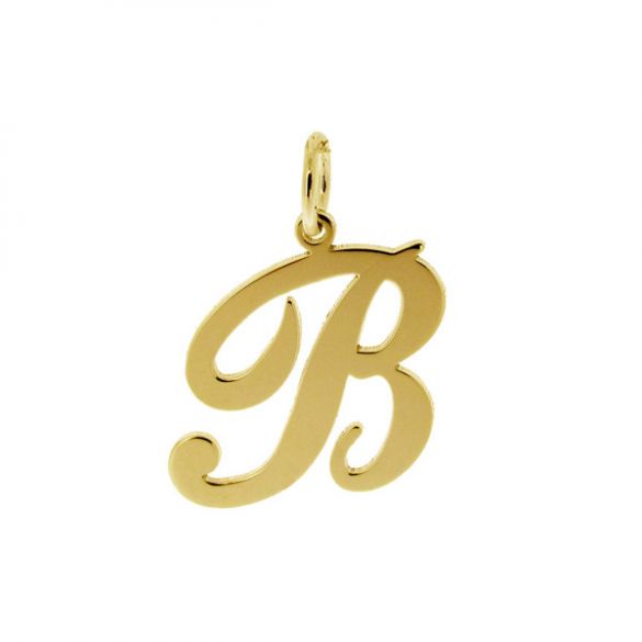 9ct Yellow Gold Plated Script Initial Pendant Necklace - Love Silver Jewellery