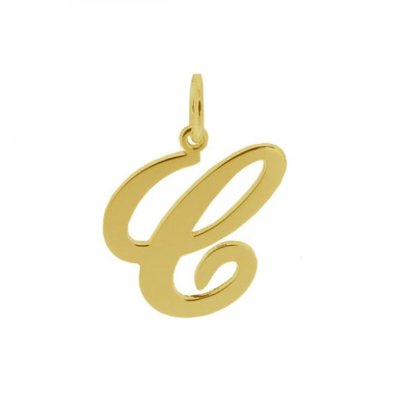 9ct Yellow Gold Plated Script Initial Pendant Necklace - Love Silver Jewellery