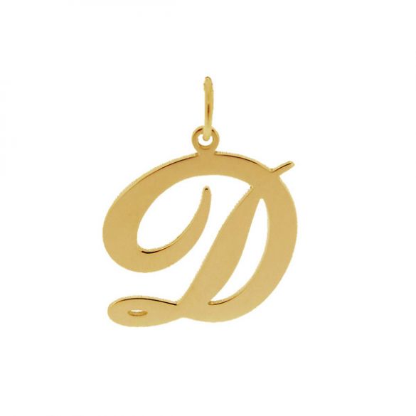 9ct Yellow Gold Plated Script Initial Pendant Necklace - Love Silver Jewellery