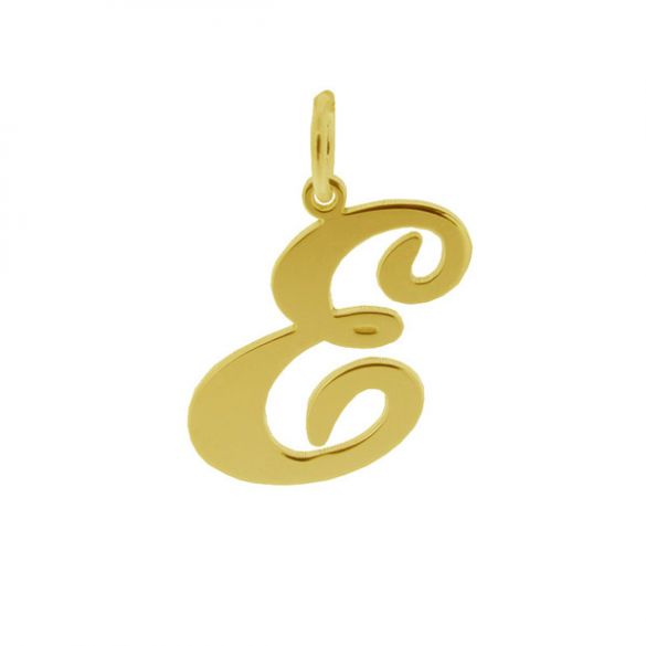 9ct Yellow Gold Plated Script Initial Pendant Necklace - Love Silver Jewellery