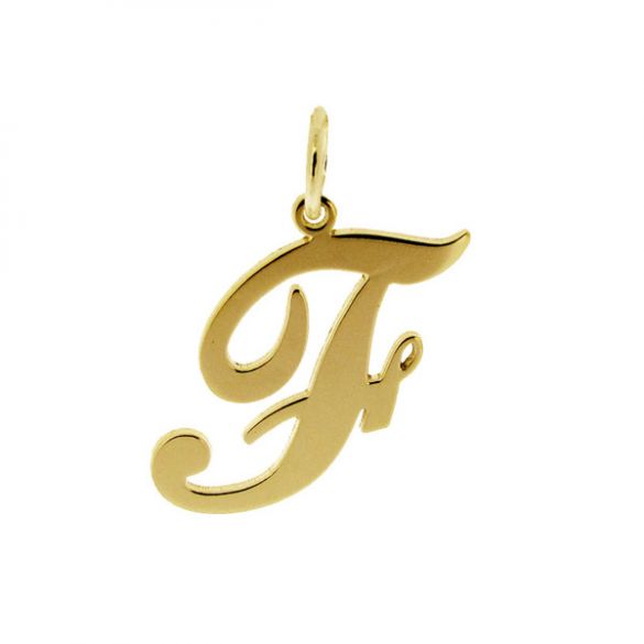 9ct Yellow Gold Plated Script Initial Pendant Necklace - Love Silver Jewellery