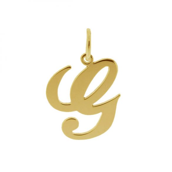 9ct Yellow Gold Plated Script Initial Pendant Necklace - Love Silver Jewellery