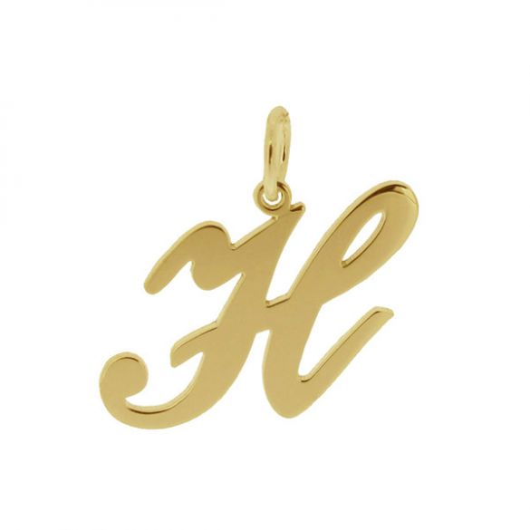 9ct Yellow Gold Plated Script Initial Pendant Necklace - Love Silver Jewellery