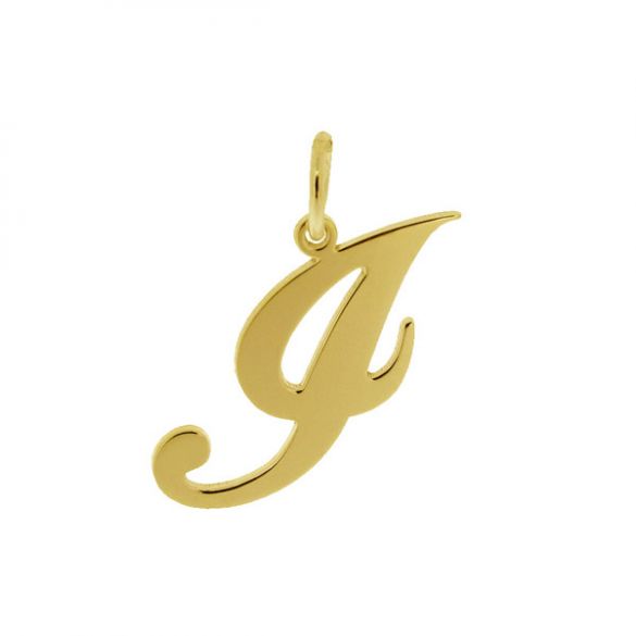 9ct Yellow Gold Plated Script Initial Pendant Necklace - Love Silver Jewellery