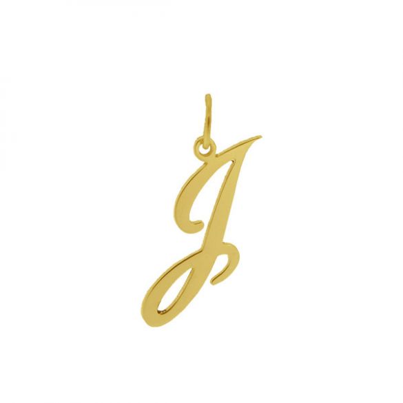 9ct Yellow Gold Plated Script Initial Pendant Necklace - Love Silver Jewellery