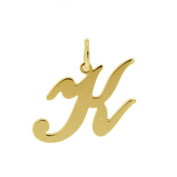 9ct Yellow Gold Plated Script Initial Pendant Necklace - Love Silver Jewellery