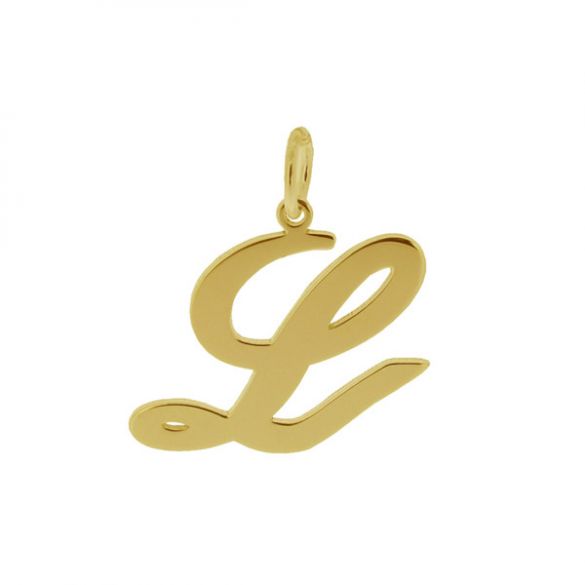 9ct Yellow Gold Plated Script Initial Pendant Necklace - Love Silver Jewellery