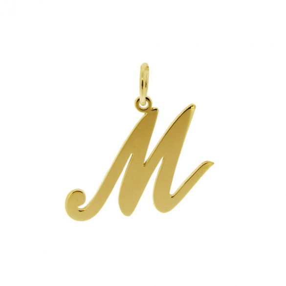 9ct Yellow Gold Plated Script Initial Pendant Necklace - Love Silver Jewellery