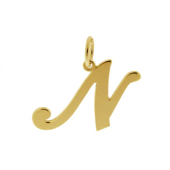 9ct Yellow Gold Plated Script Initial Pendant Necklace - Love Silver Jewellery