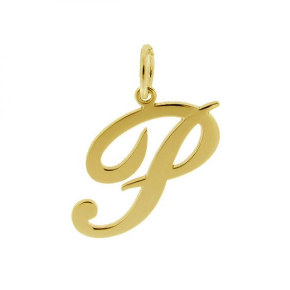 9ct Yellow Gold Plated Script Initial Pendant Necklace - Love Silver Jewellery