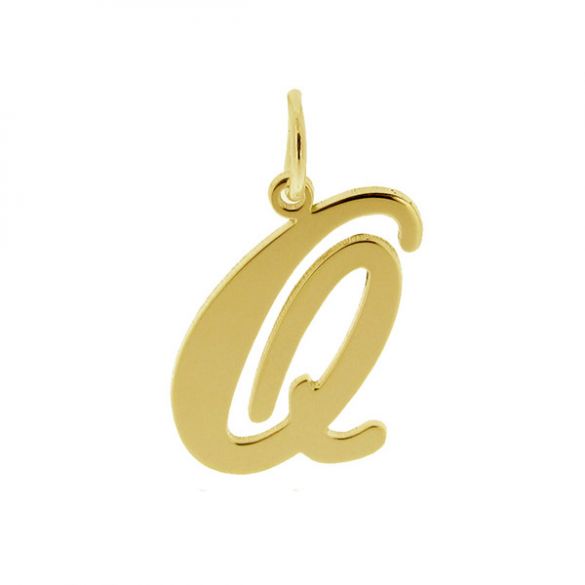 9ct Yellow Gold Plated Script Initial Pendant Necklace - Love Silver Jewellery