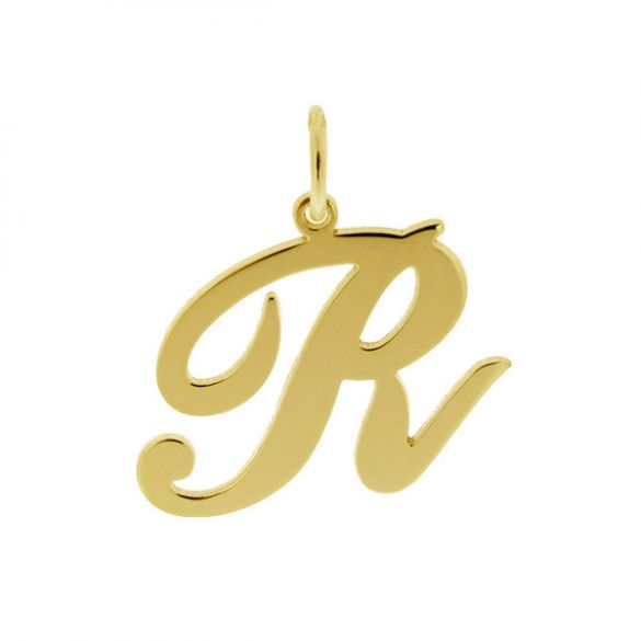 9ct Yellow Gold Plated Script Initial Pendant Necklace - Love Silver Jewellery