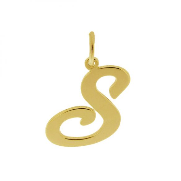 9ct Yellow Gold Plated Script Initial Pendant Necklace - Love Silver Jewellery