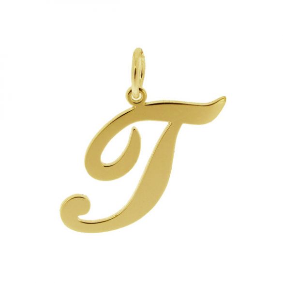 9ct Yellow Gold Plated Script Initial Pendant Necklace - Love Silver Jewellery