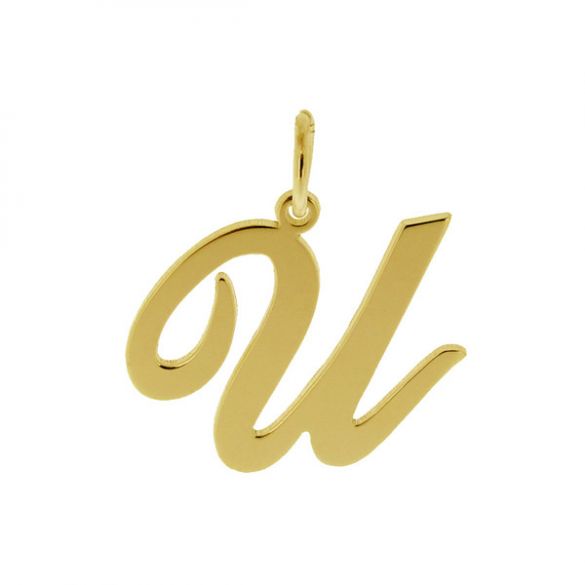 9ct Yellow Gold Plated Script Initial Pendant Necklace - Love Silver Jewellery