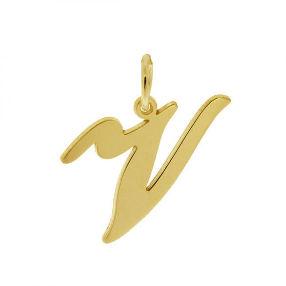 9ct Yellow Gold Plated Script Initial Pendant Necklace - Love Silver Jewellery