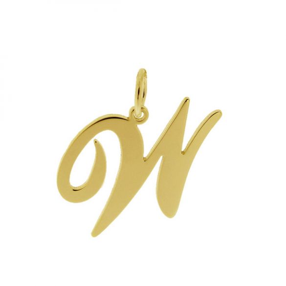 9ct Yellow Gold Plated Script Initial Pendant Necklace - Love Silver Jewellery