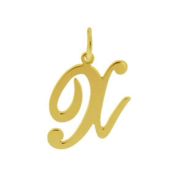 9ct Yellow Gold Plated Script Initial Pendant Necklace - Love Silver Jewellery
