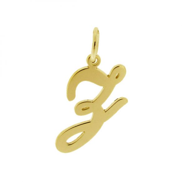 9ct Yellow Gold Plated Script Initial Pendant Necklace - Love Silver Jewellery