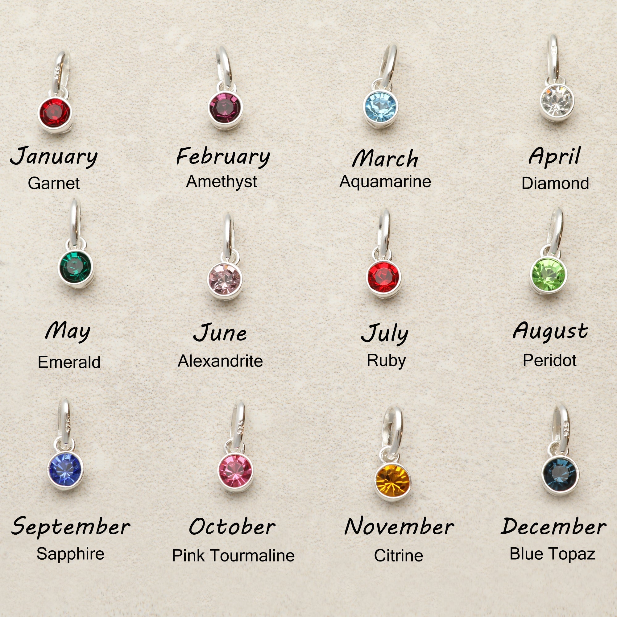 Sterling Silver Initial Heart & Birthstone Necklace