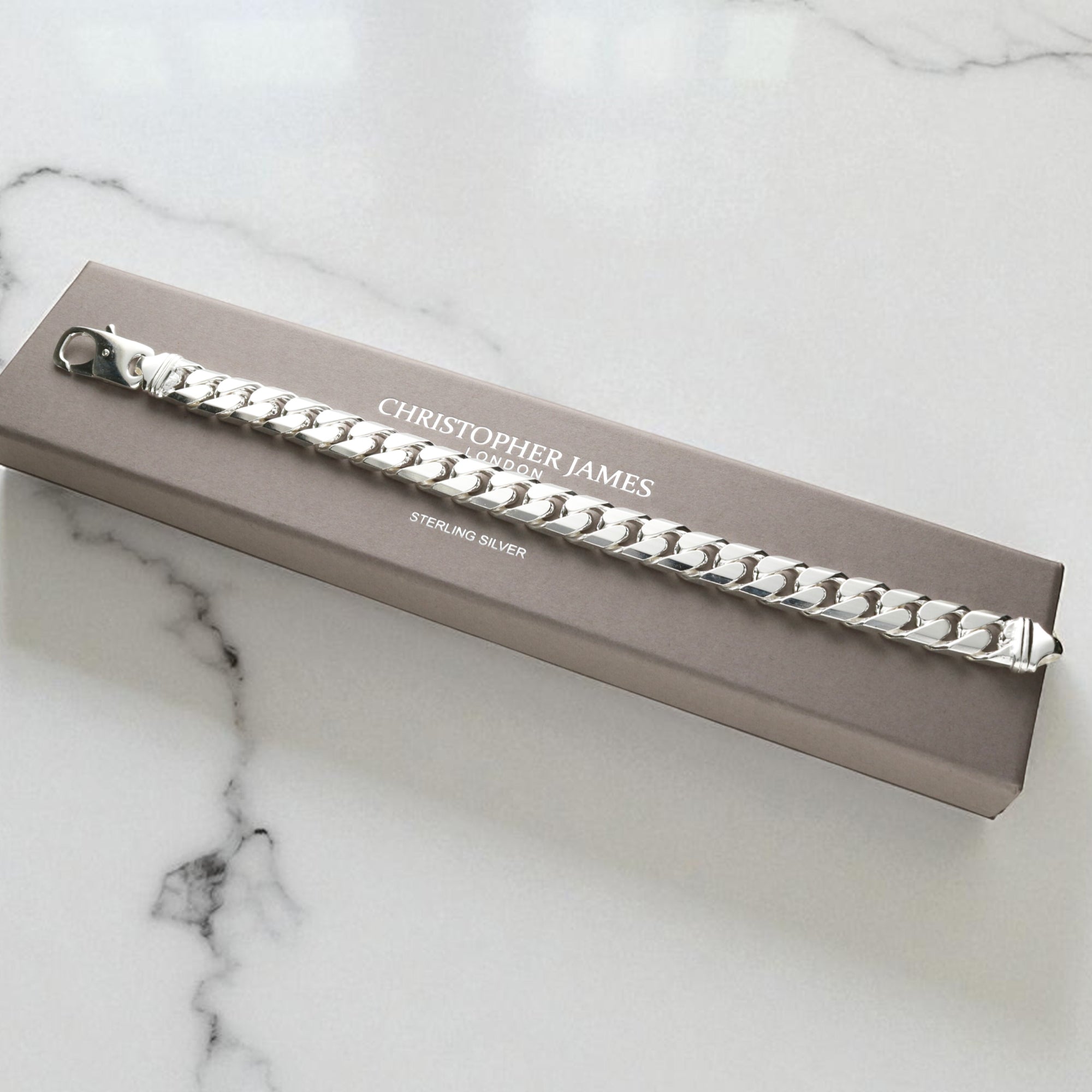 Sterling Silver Mens 2oz Chunky Curb Link Bracelet