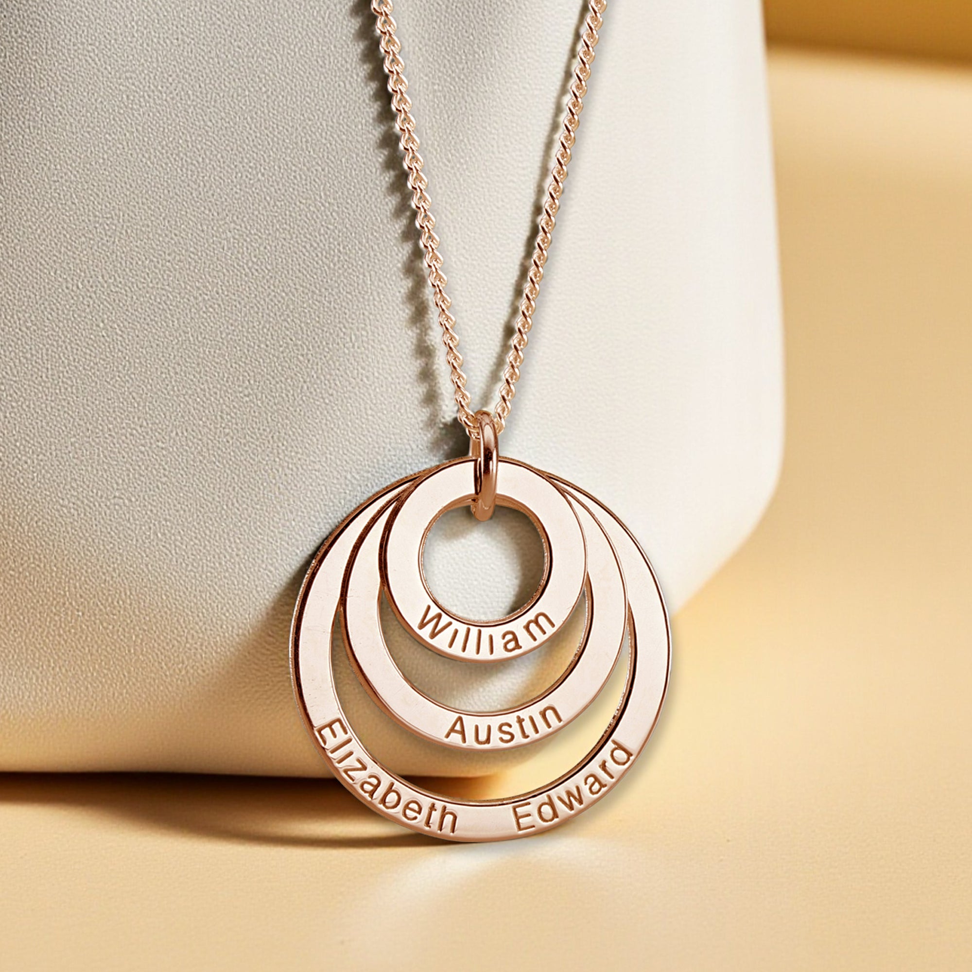 9ct Rose Gold Triple Disc Personalised Family Necklace