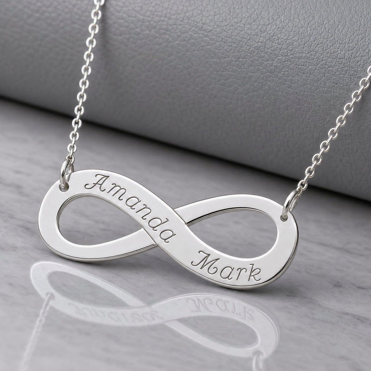 9ct White Gold Infinity Necklace