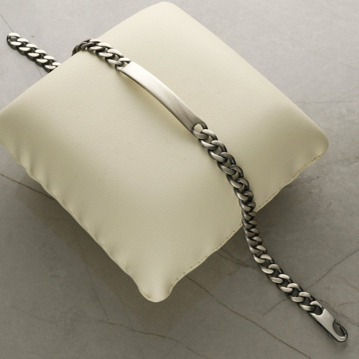 Slimline ID Bracelet in Antique Finish Sterling Silver With Optional Engraving - Love Silver Jewellery