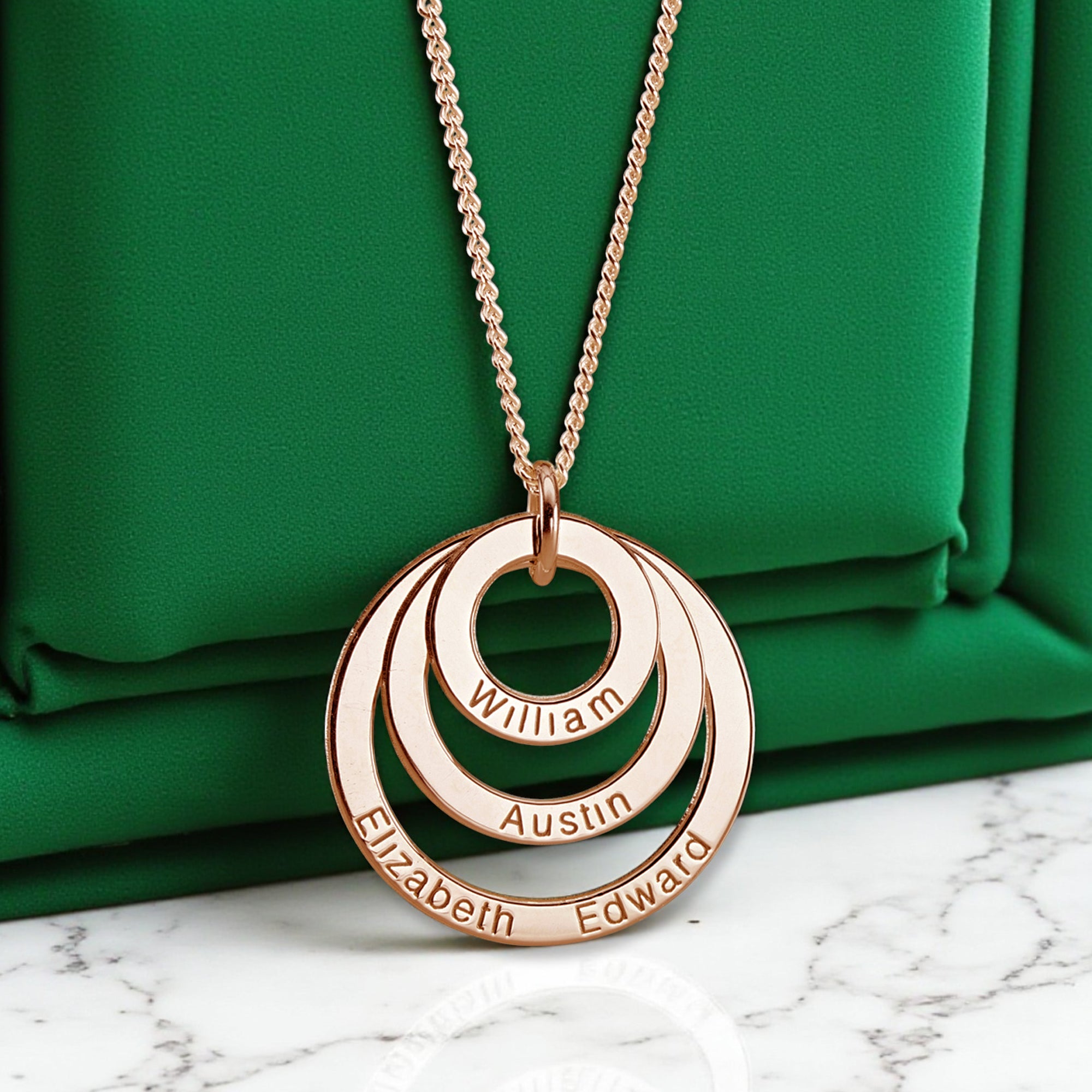 9ct Rose Gold Plated Triple Disc Personalised Family Necklace