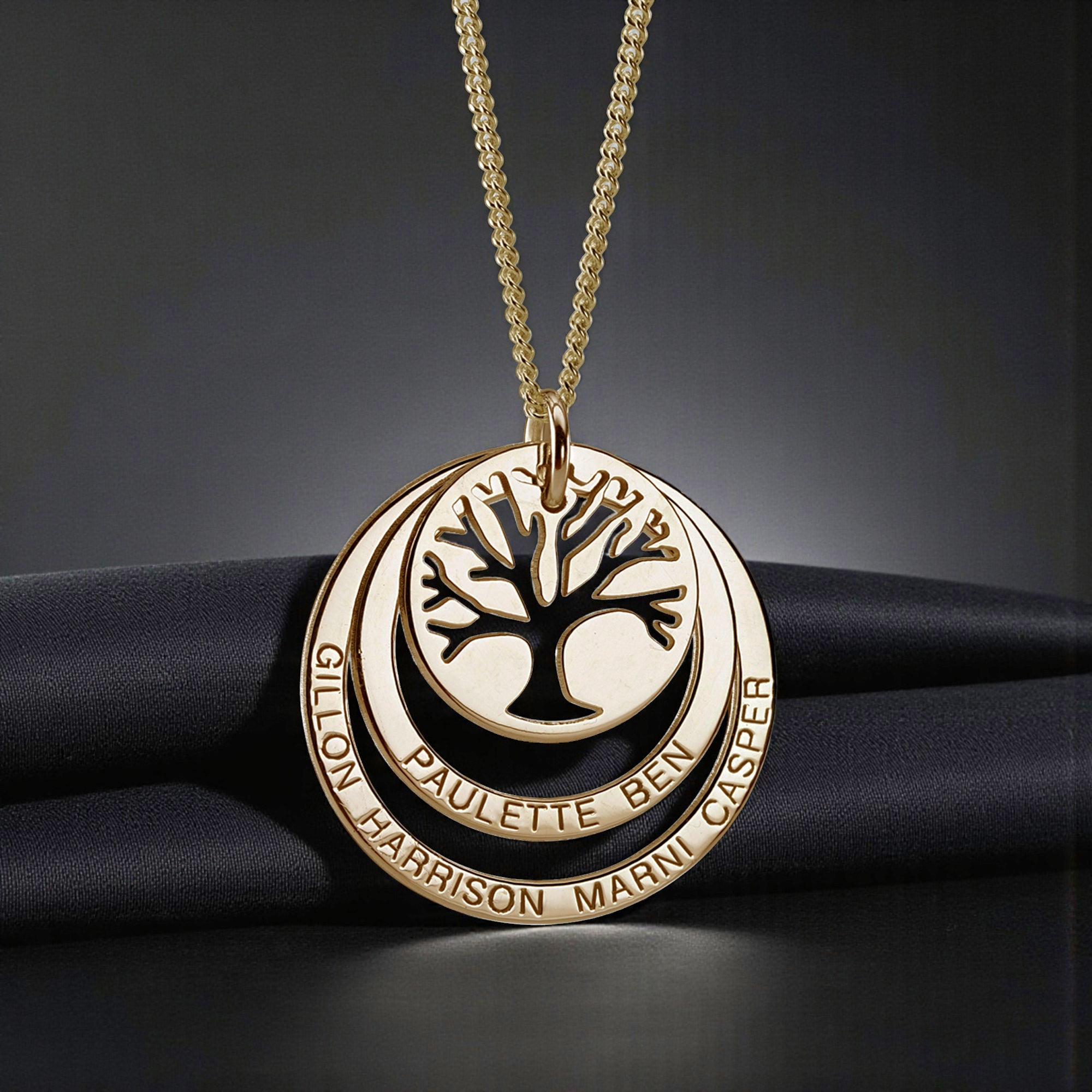 9ct Yellow Gold Plated Tree of Life Two Disc Family Necklace