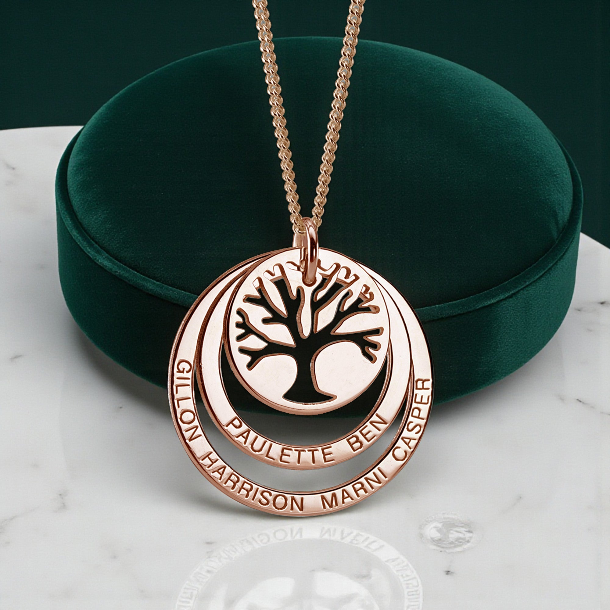9ct Rose Gold Tree of Life Two Disc Family Necklace
