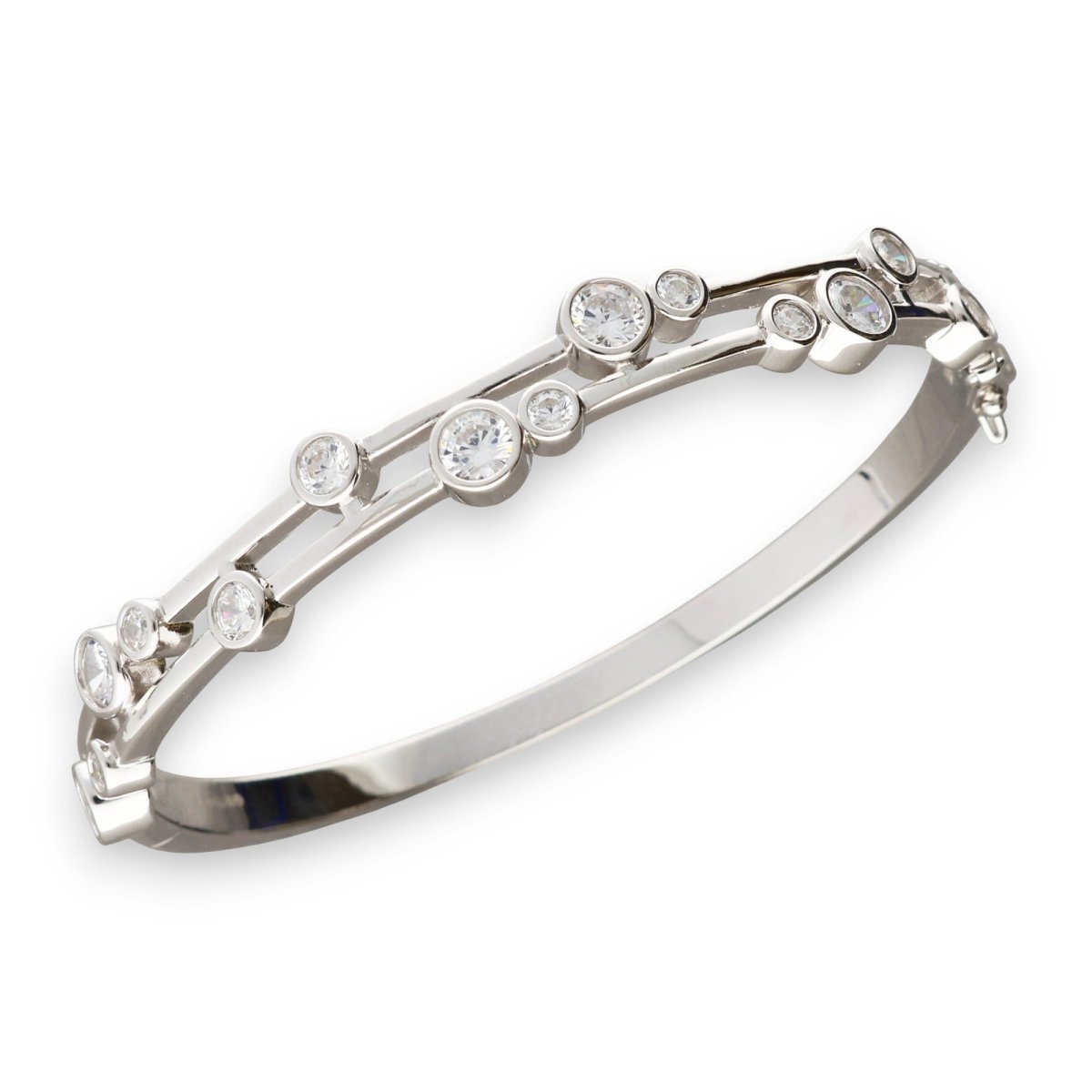 Duo - Solo CZ Sterling Silver Bangle - Love Silver Jewellery