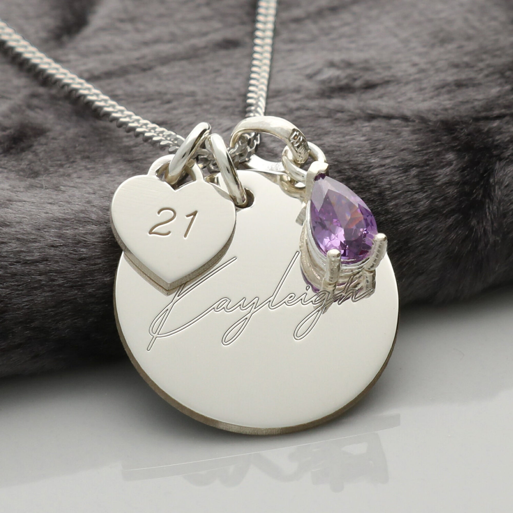 Sterling Silver Personalised Birthday Necklace With Teardrop Birthstone Charm